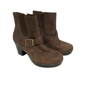 Clarks Womens Leather Grommet Studded Clog Boots Brown Color Size 6.5